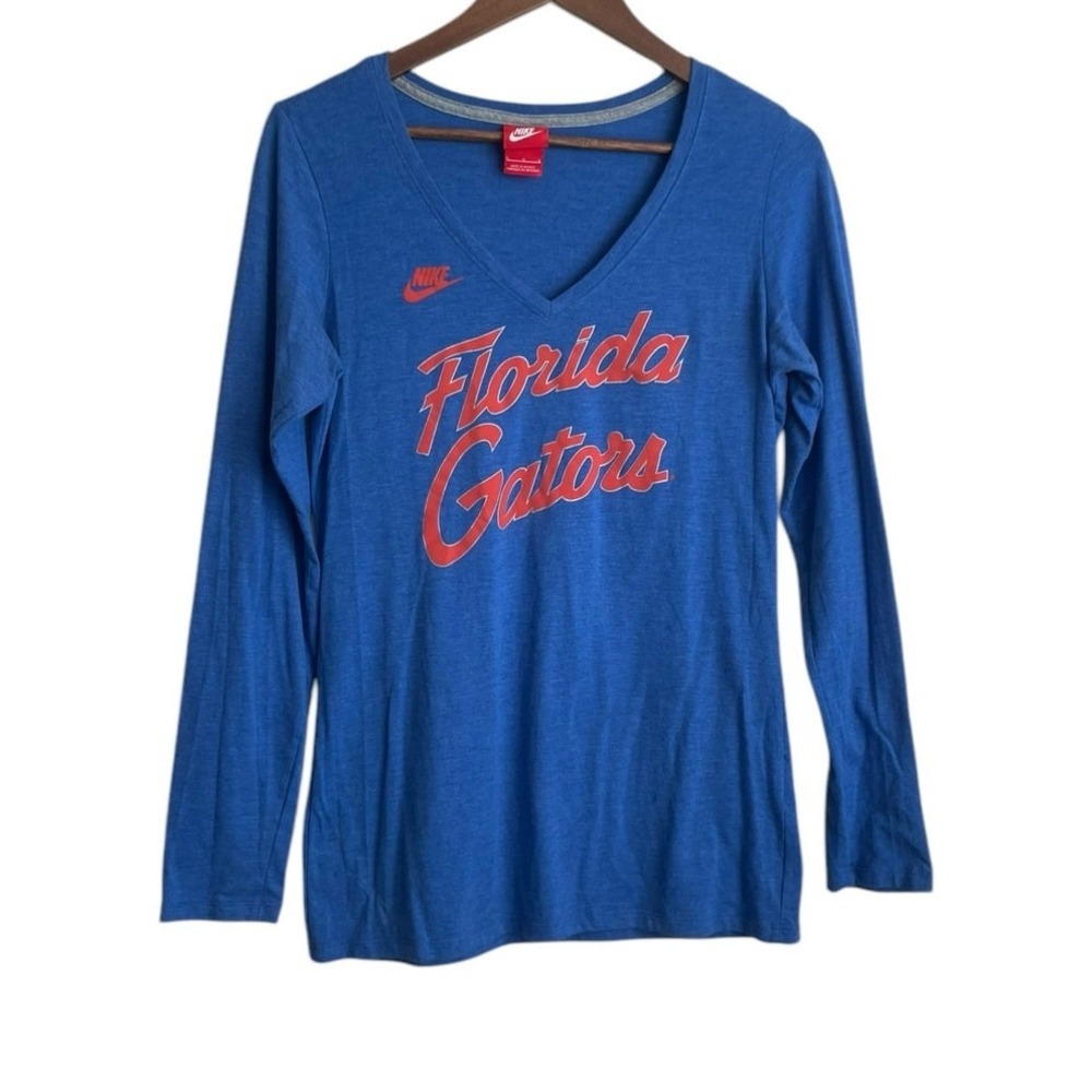 Florida Gators Nike Women Top L Blue Fitted Stretch Comfort Sporty College Fan‎